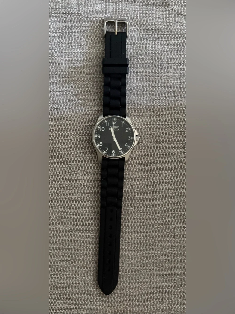 Invicta Black Dial Watch with Black Silicone Strap